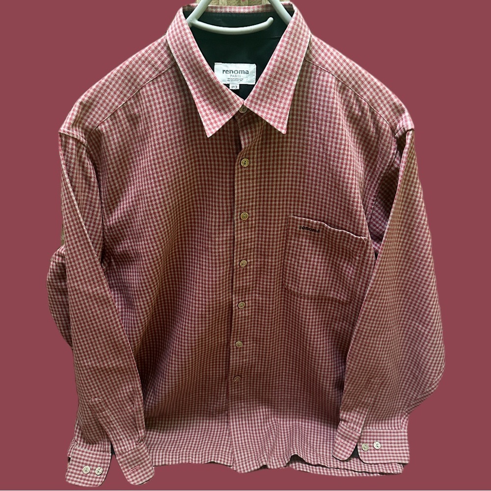 Renoma Men's Red Checkered Shirt size M